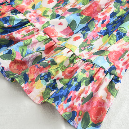 Girls' Colorful Floral Print Sundress+A Free Bag