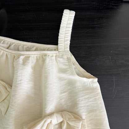 Girls' Bow-knot Sun-top+Ruffle Pant Set
