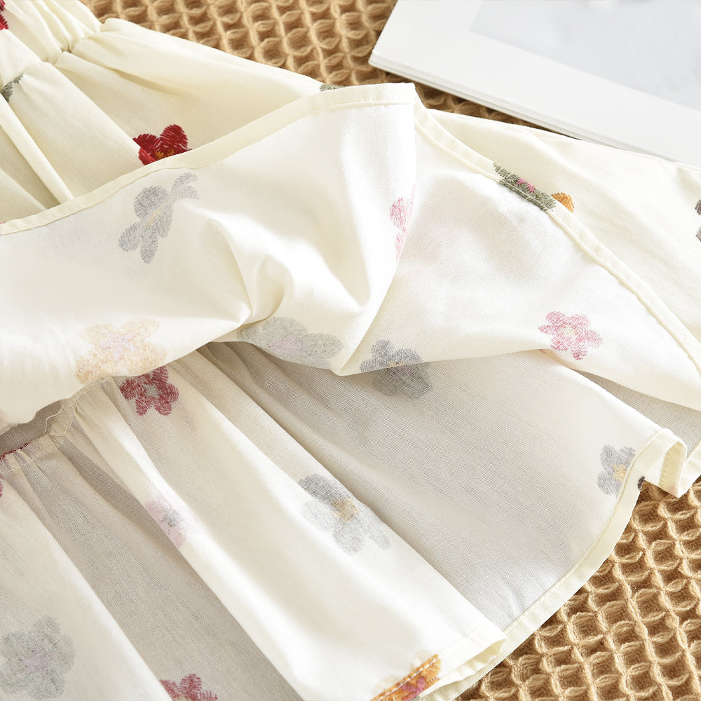 Spring&Autumn Colorful Floral Prints Long Sleeve Shirt+Skirt Girls Set