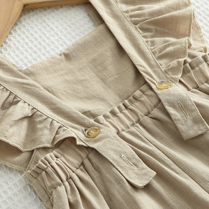 Girls' Jumpsuits 100% Cotton Ruffle Rompers Outfit