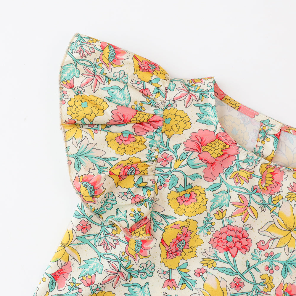 Girls' Floral Printing Shorts Set