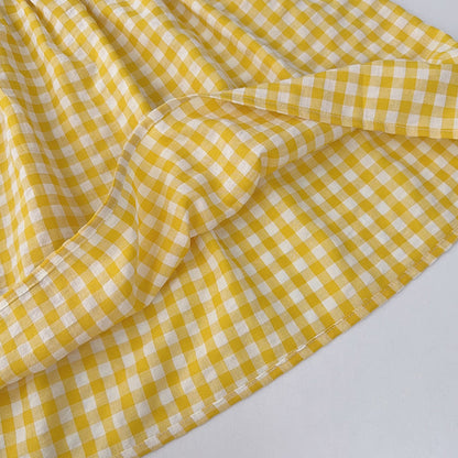 Girls' Plaid Pattern Lace Dress
