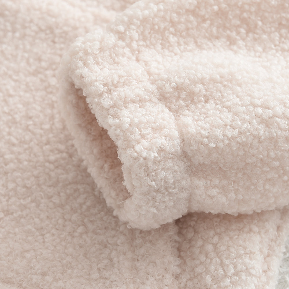 Girls' Letter Patch Zip Top+Trousers Fluffy Casual Set