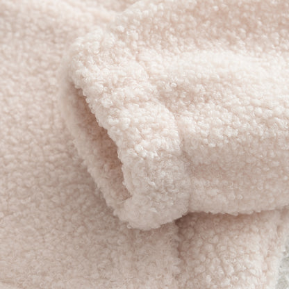 Girls' Letter Patch Zip Top+Trousers Fluffy Casual Set