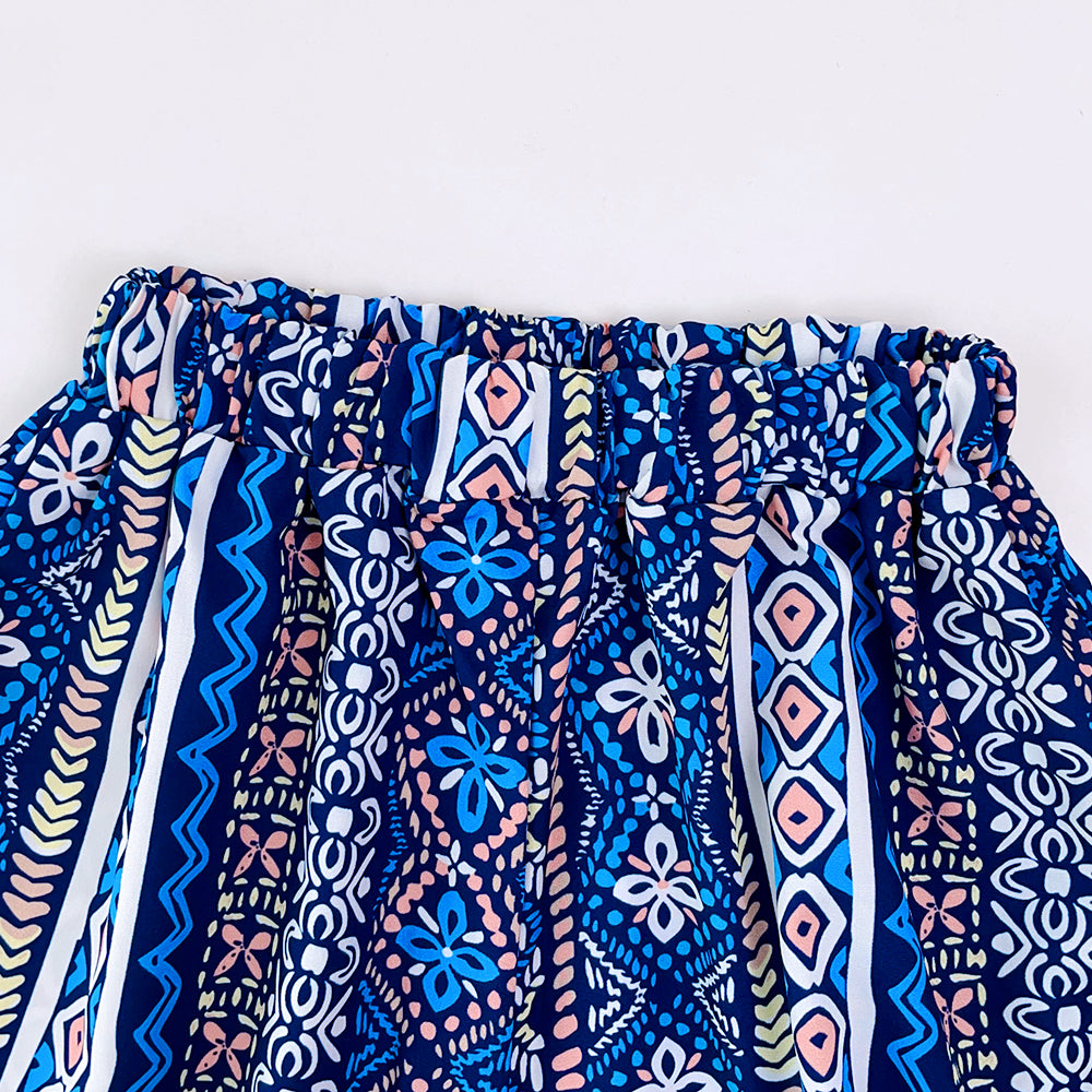 Girls' Ethnic Style Tassels Sun-top+Trousers Set