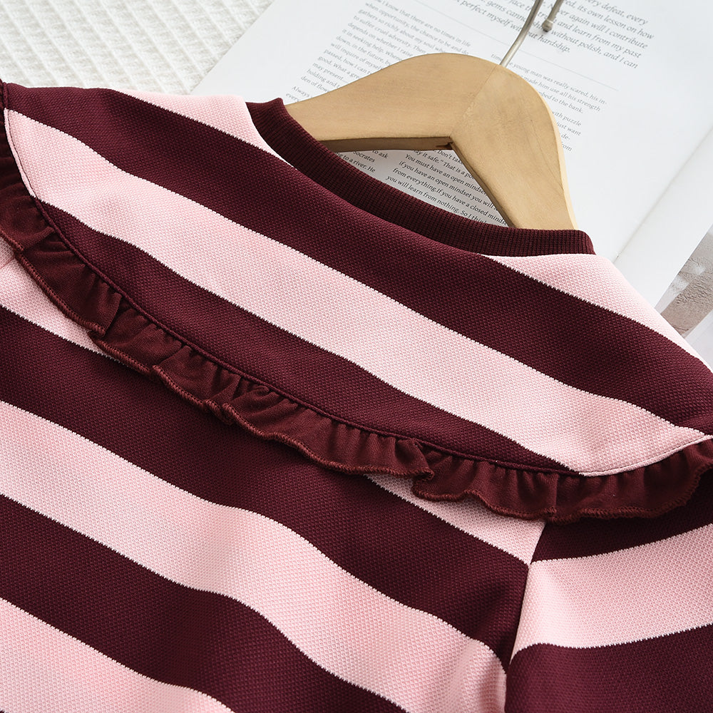 Girls' Stripes Top+Flared Pant Casual Set