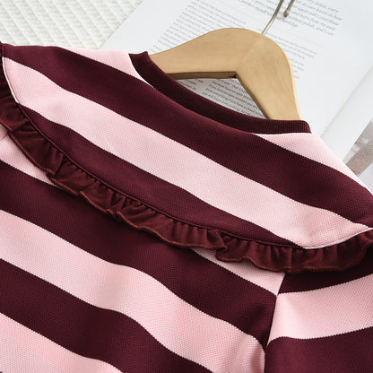 Girls' Stripes Top+Flared Pant Casual Set