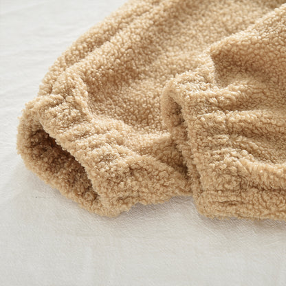 High Necked Furry Top Casual Sweatpants Christmas&New Year Warm Kid Outfit