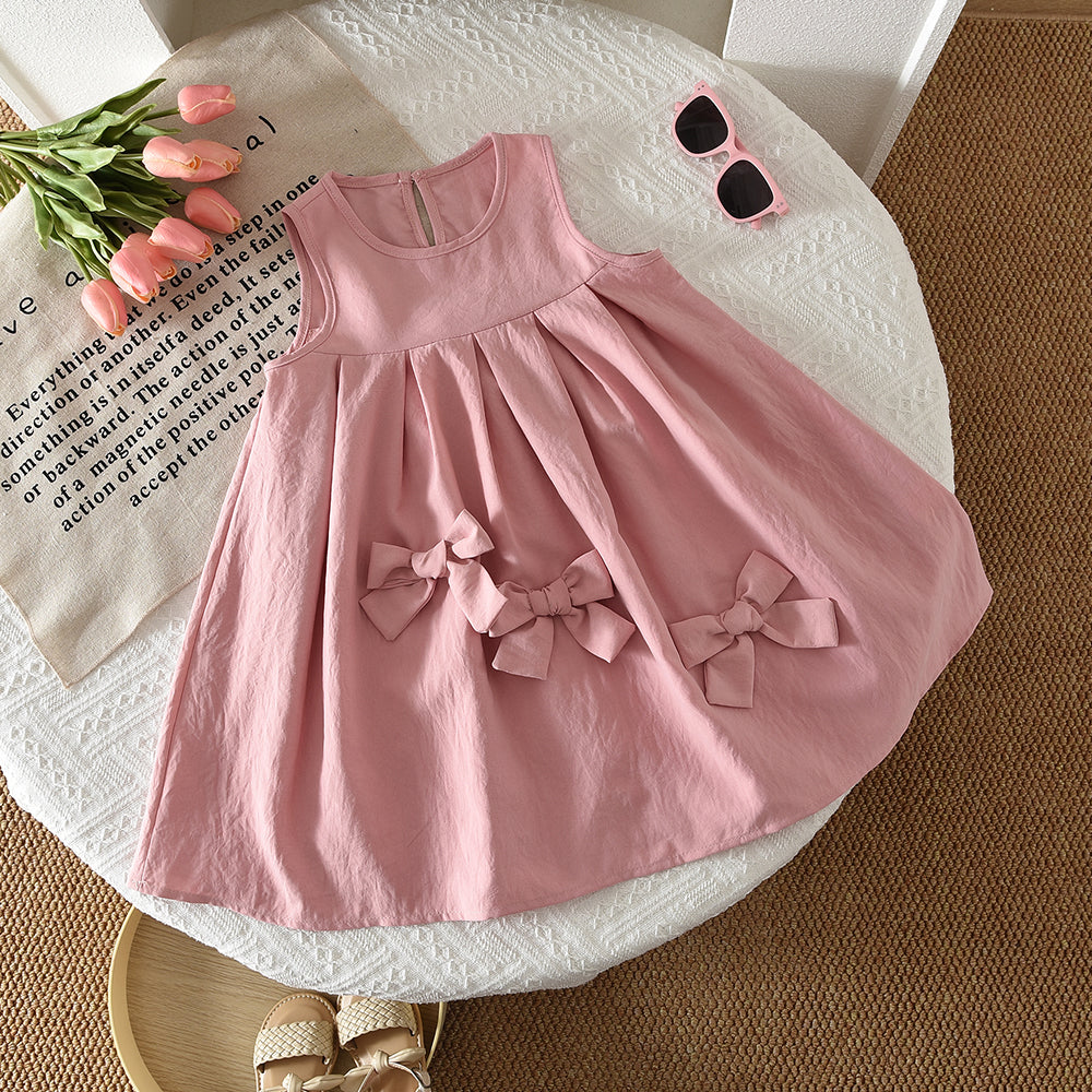 Fashion Bow Outfit 3-8 Year Old Cute Kid Girls' Dress