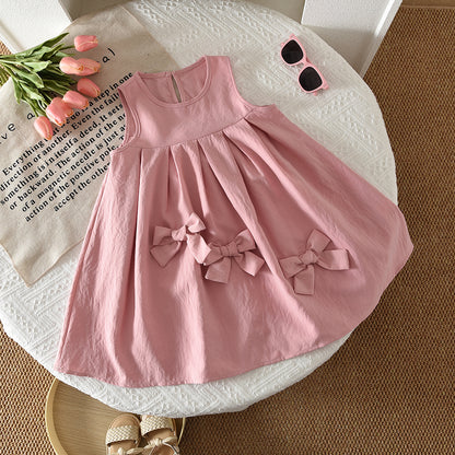 Fashion Bow Outfit 3-8 Year Old Cute Kid Girls' Dress