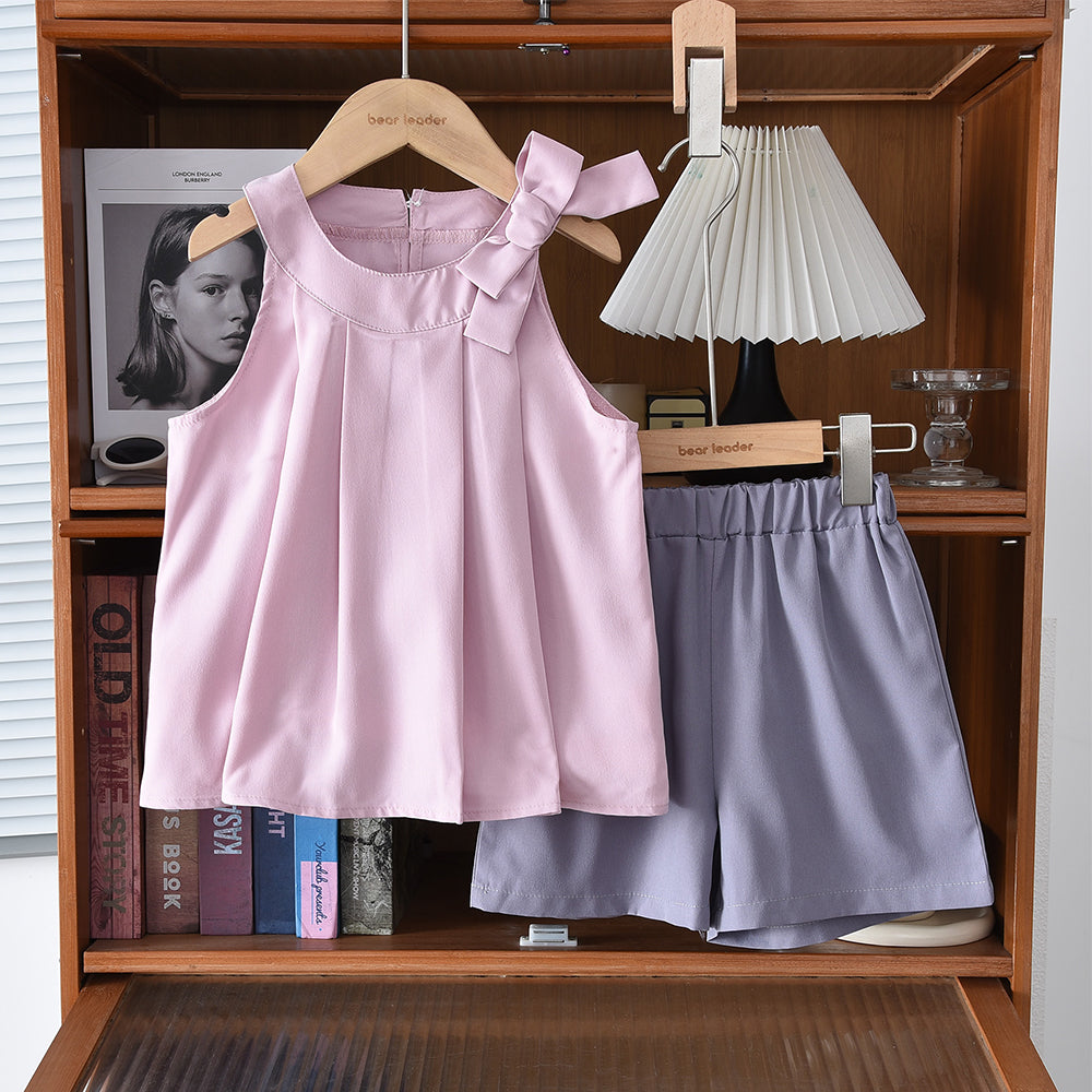 Bow Sun-Top+Shorts 3-8 Years Girls' Summer Set