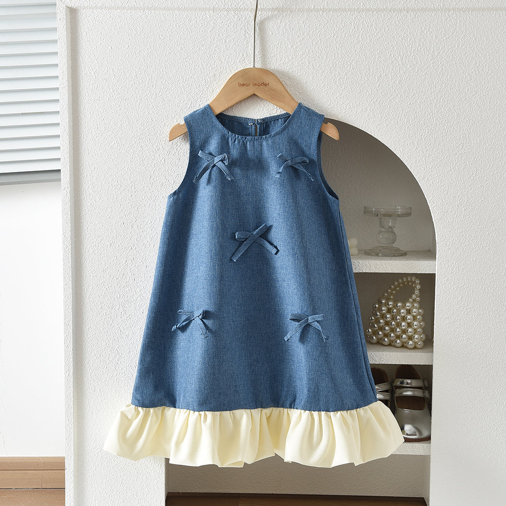 Cute Bow Girl Outfit Ruffle Girls' A-line Dress