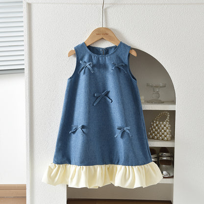 Cute Bow Girl Outfit Ruffle Girls' A-line Dress