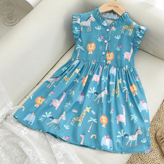 Girls' Cartoon Printing Cute Dress