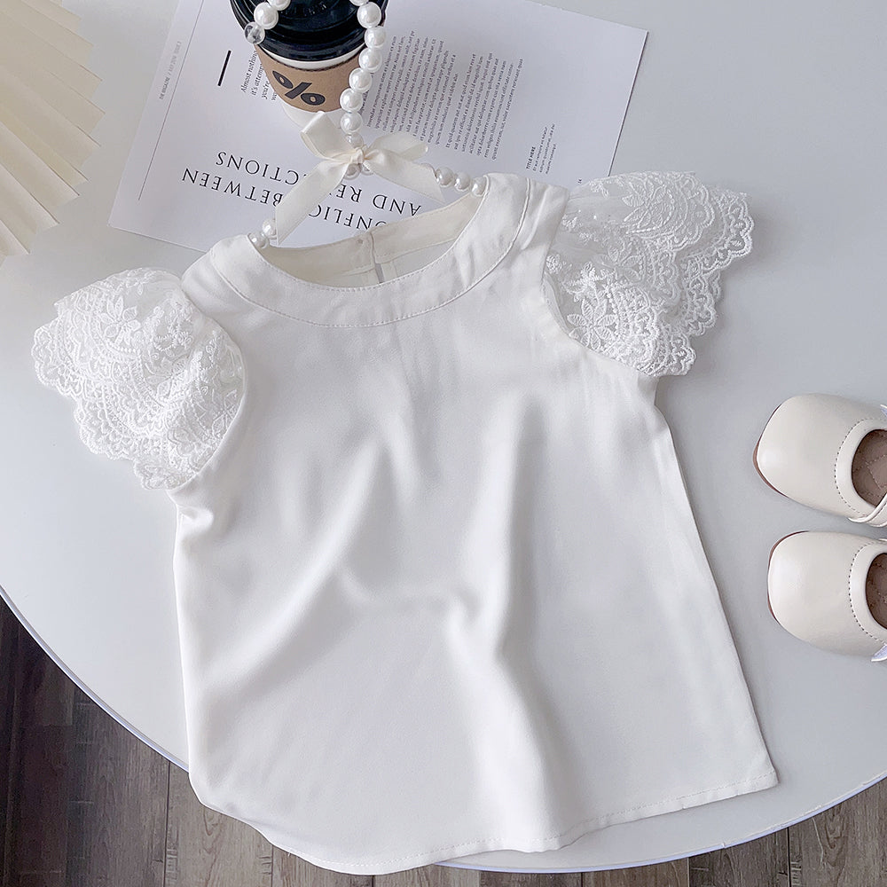 Girls' Lace Short Sleeve Top