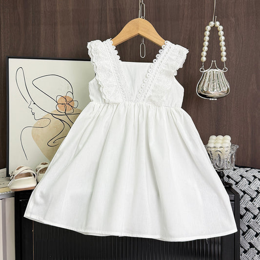 Girls' Lace Cotton Princess Dress