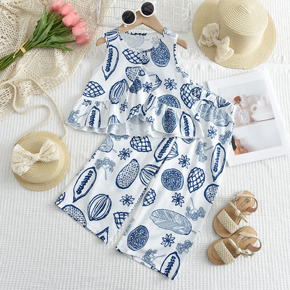 Girls' Art Printing 2PCS Vacation Set