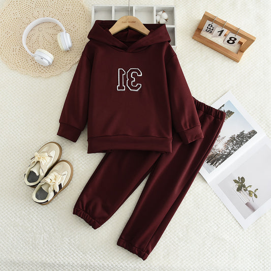 Girls' Letter Hoodie Casual Set