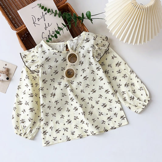 Girls' Long Sleeve Printing Cotton Blouse