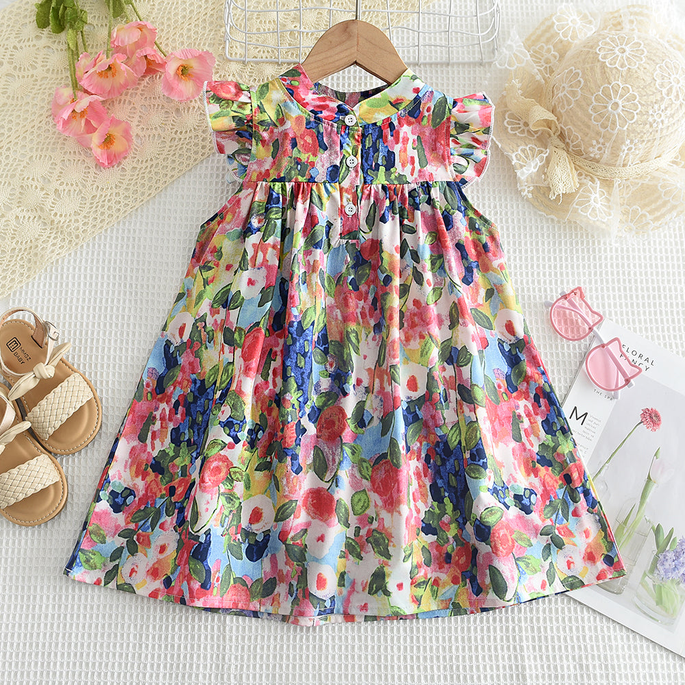 Girls' Colorful Printing Casual Dress