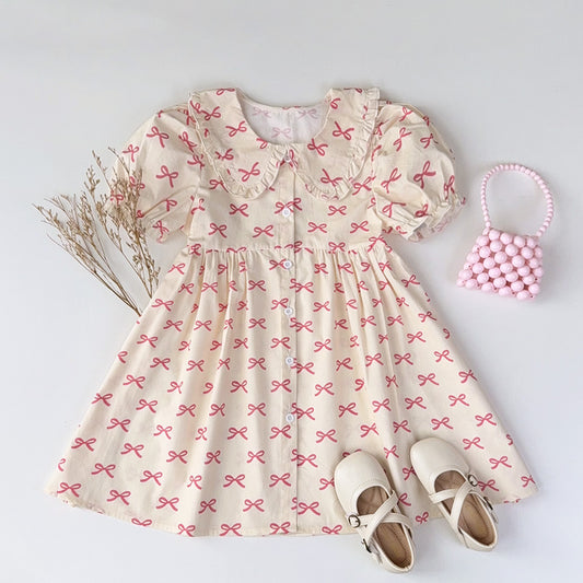 Girls' Bow-knot Printing Cute Baby Dress