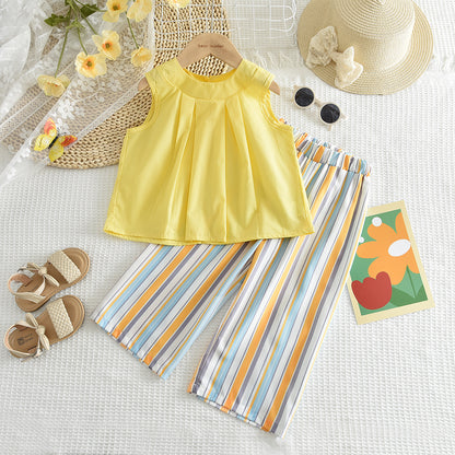 Girls' Shirt+Stripe Pant 2PCS Set