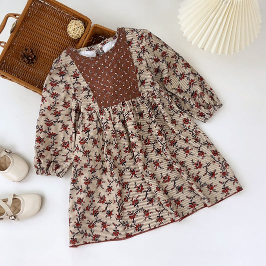 Girls' Floral Patchwork Vintage Dress