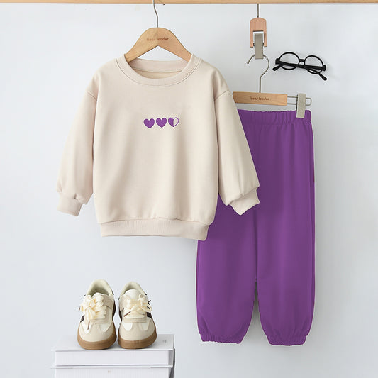 Girls' Printing Casual Sports Set