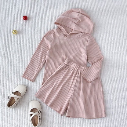 Girls' Hoodie+Shorts Casual Set