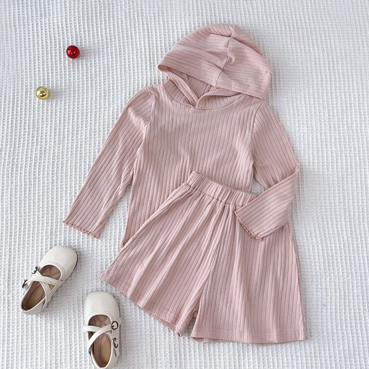 Girls' Hoodie+Shorts Casual Set