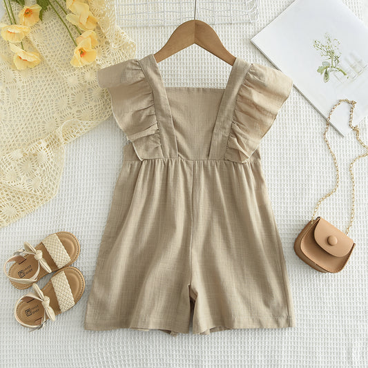 Girls' Jumpsuits 100% Cotton Ruffle Rompers Outfit