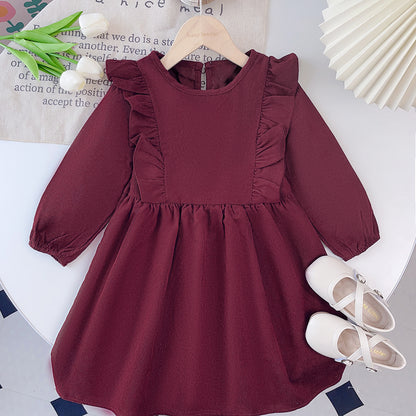 Girls' Ruffle Long Sleeve Casual Dress