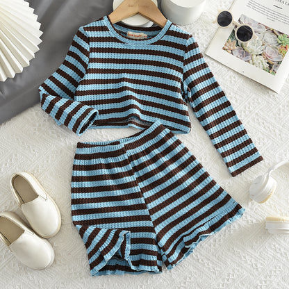 Girls' Contrast Colors Stripes Set