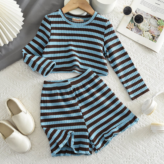 Girls' Contrast Colors Stripes Set