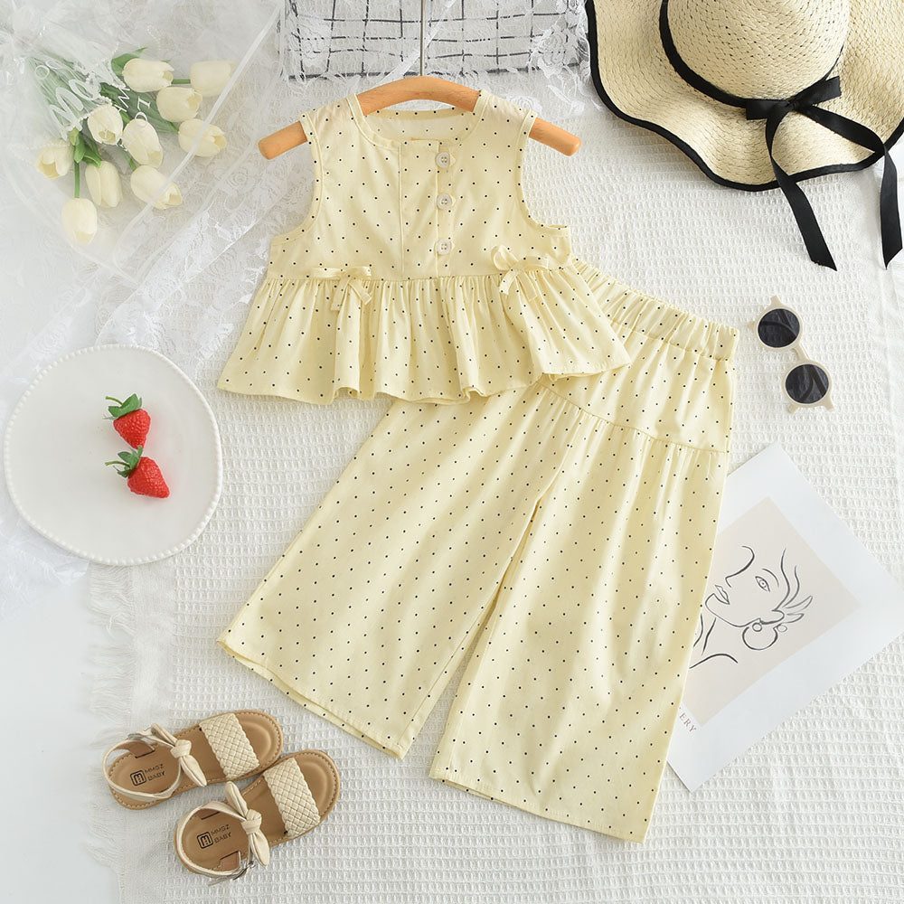 Girls' Dots Printing Bow-knot Elegant Set