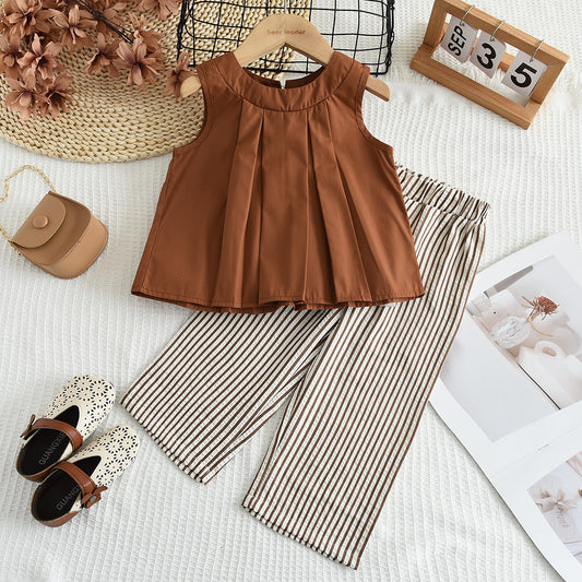 Girls' Shirt+Stripe Pant 2PCS Set