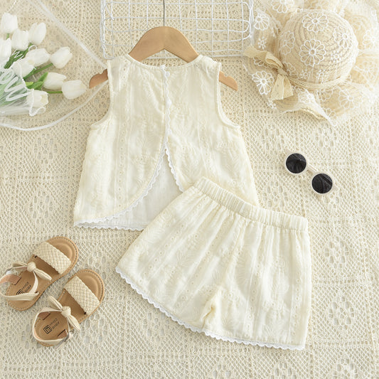 Girls' Floral Embroidery Lace Princess Set