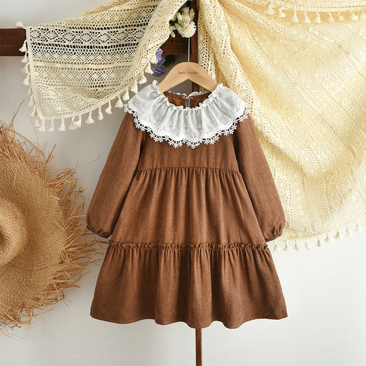 Girls' Lace Collar Vintage Courtly Dress