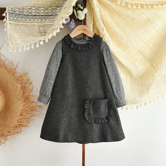 Girls' Long Sleeve T-shirt Vest Dress 2pcs Set