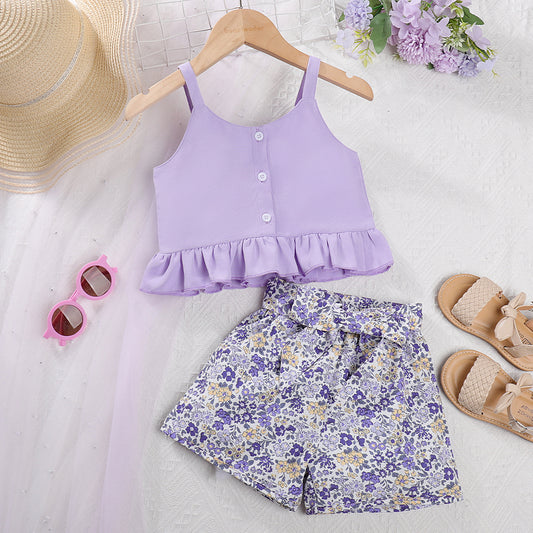 Girls' Floral Printing vacation set