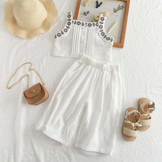 Girls' embroidery cotton set
