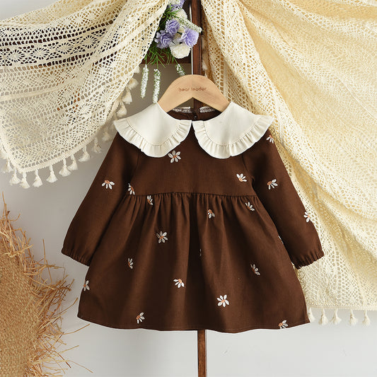 Baby Girls' Flower Embroidery Seasonal Fashion Dress