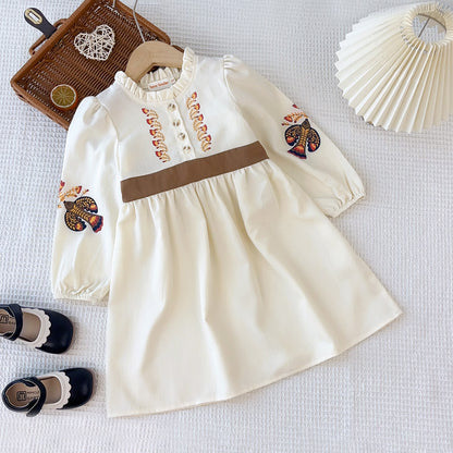 Girls' Ancient Printing Vintage Dress