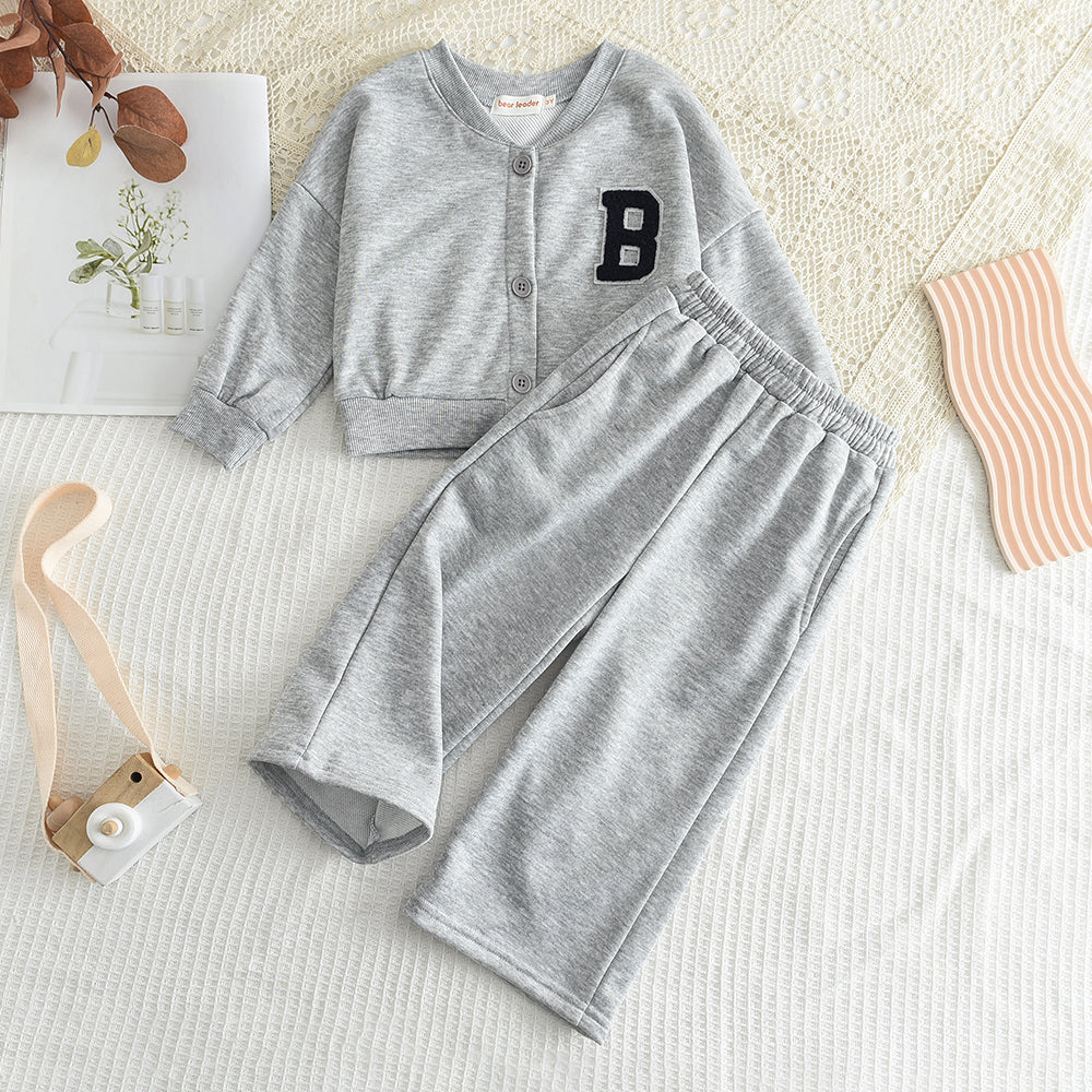 Girls' Letter Sleeve Casual Set