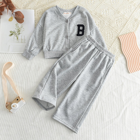 Girls' Letter Sleeve Casual Set
