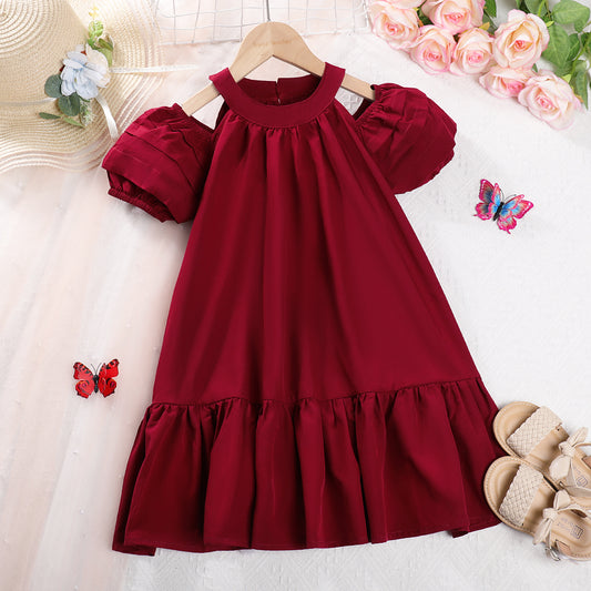 Girls' Short Sleeve Elegant Ceremonial Dress