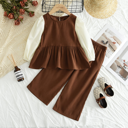 Girls' Long Sleeve Patchwork Set