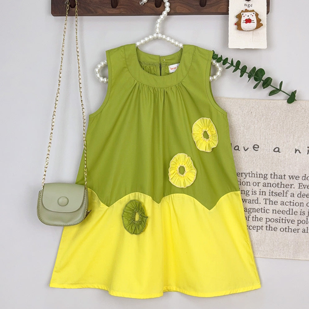 Girls' Patchwork Contrast Colors Casual Dress