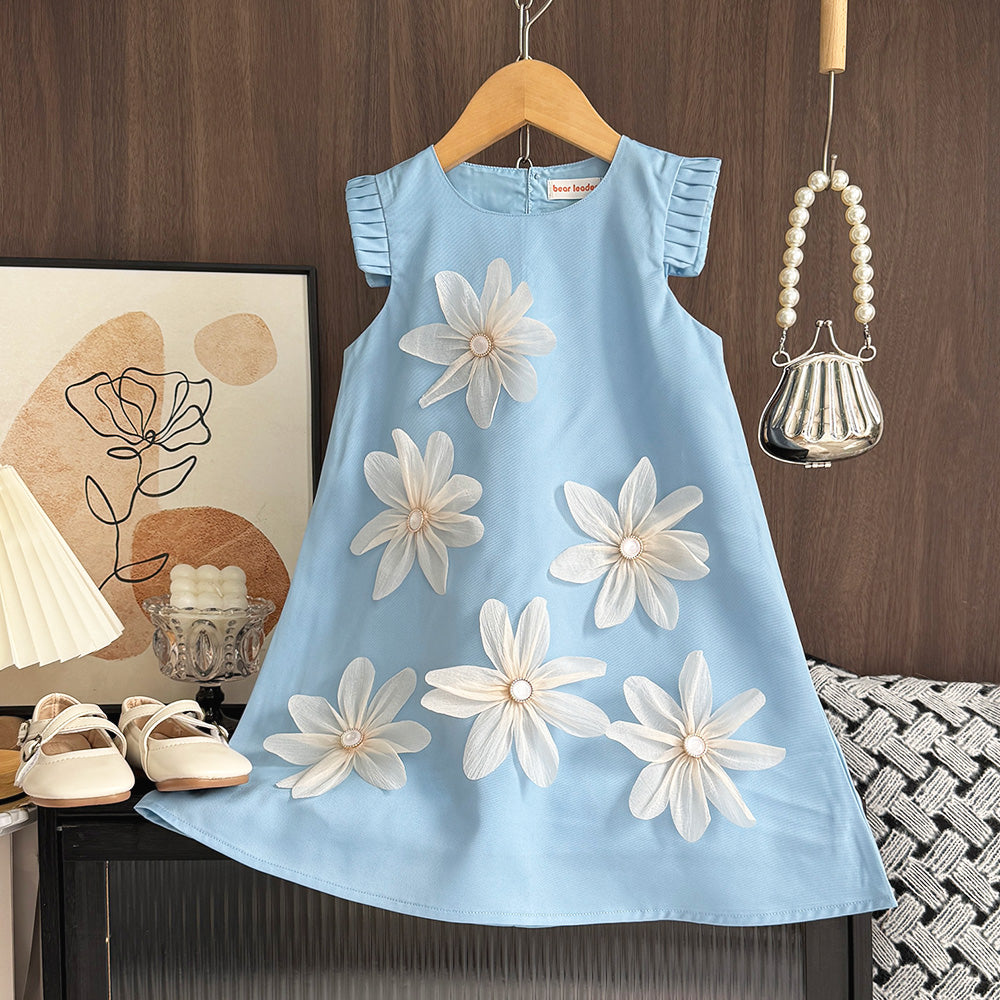 Girls' Elegant Three-dimensional Floral Dress