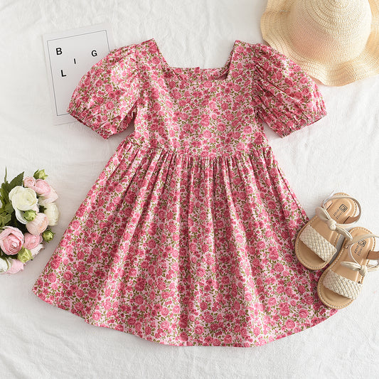 Girls' Floral Printing Casual Dress